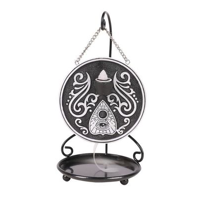 9.25&quot; Black and White Ouija Board Backflow Incense Burner with Stand, SKU PG-13524, UPC