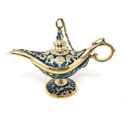 7&quot; Solid Brass Aladdin Genie Lamp Cone Burner, SKU 16877, UPC 700317075417
