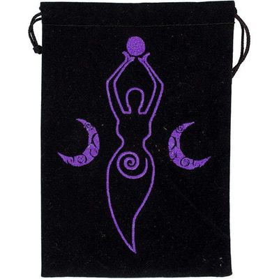 5&quot; x 7&quot; Embroidered Unlined Velvet Bag - Moon Goddess, SKU KH-60138, UPC 6016223176129
