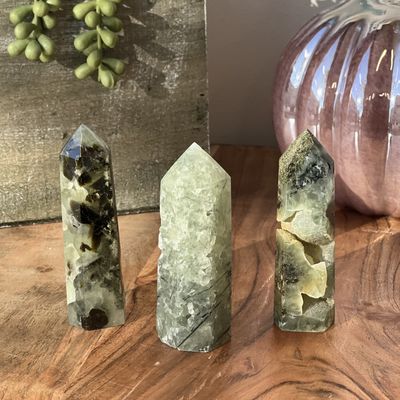 3-5&quot; Gemstone Obelisk - Prehnite, SKU 30424069, UPC 700317033974