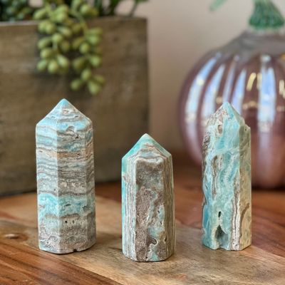 3-4&quot; Gemstone Obelisk - Blue Aragonite, SKU 30524023, UPC 700317033493