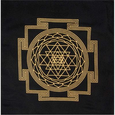 12&quot; x 12&quot; Printed Cotton Crystal Grid - Sri Yantra, SKU KH-64408, UPC 6016202032057