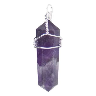 Wire Wrapped Point Pendant - Amethyst, SKU KH-98623-D5, UPC 6016206131145