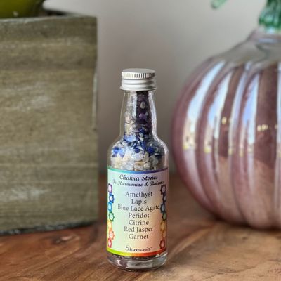4.5&quot; Chakra Chip Gemstone Glass Bottle, SKU 30462043, UPC 700317026280