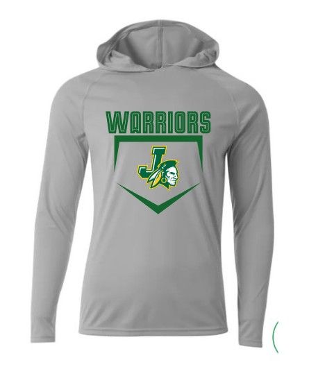 JHS Warriors Home Plate Long Sleeved Hoodie Silver