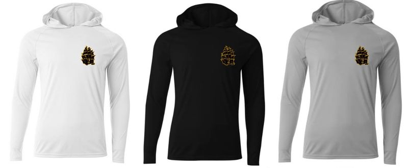 PTE Long Sleeved Hooded Dri Fit w/ Left Chest Pirate Ship Logo