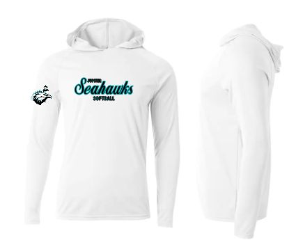 Seahawks Long Sleeved Hooded DriFit White with Sleeve Logo Seahawks Long Sleeved Hooded DriFit White with Sleeve Logo