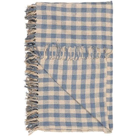 Blue check cotton throw Blue check cotton throw