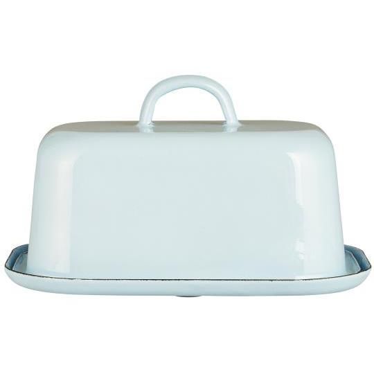Light blue enamel butter dish