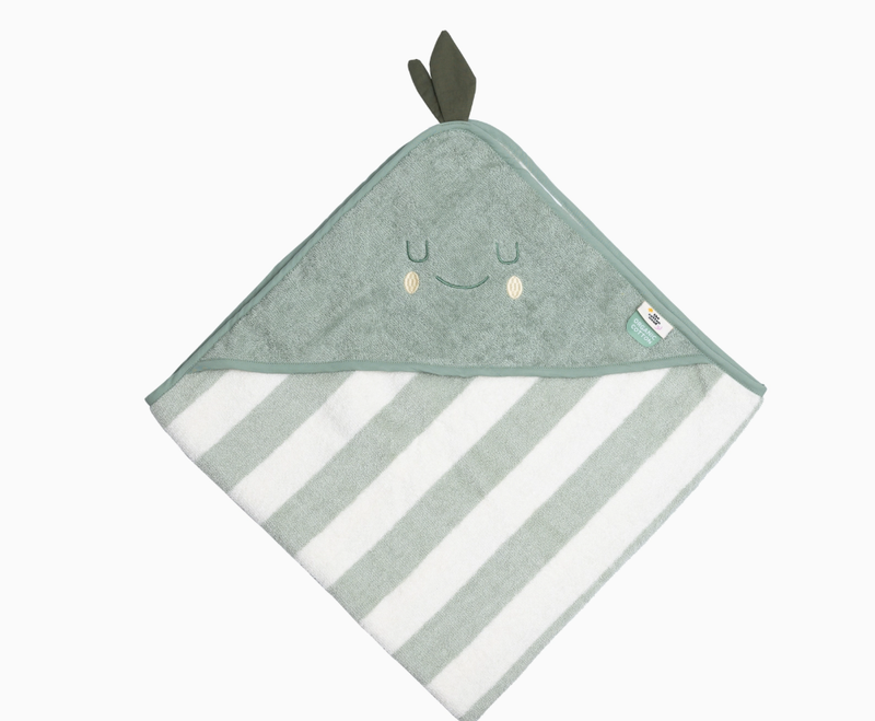 Stripe aqua terry baby hooded towel