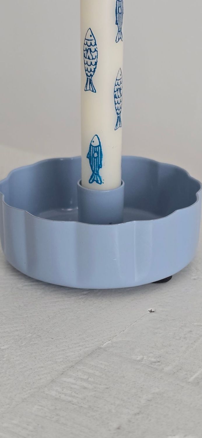 Blue wave candle holder with 6 fish taper candles