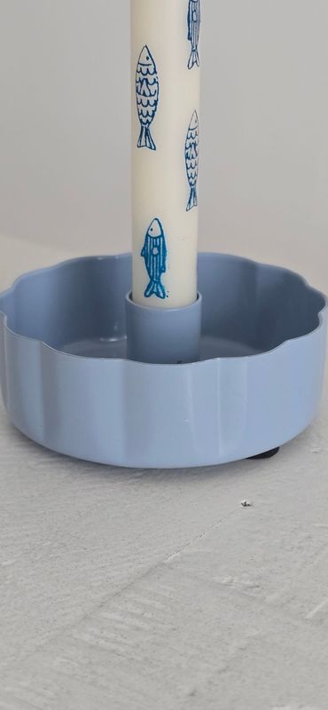 Blue wave candle holder with 6 fish taper candles Blue wave candle holder with 6 fish taper candles
