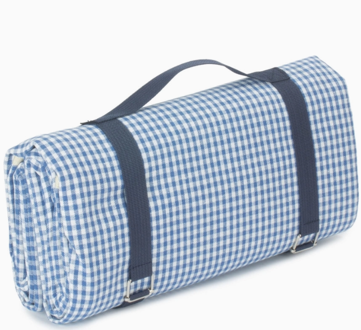 Blue gingham waterproof picnic blanket Blue gingham waterproof picnic blanket