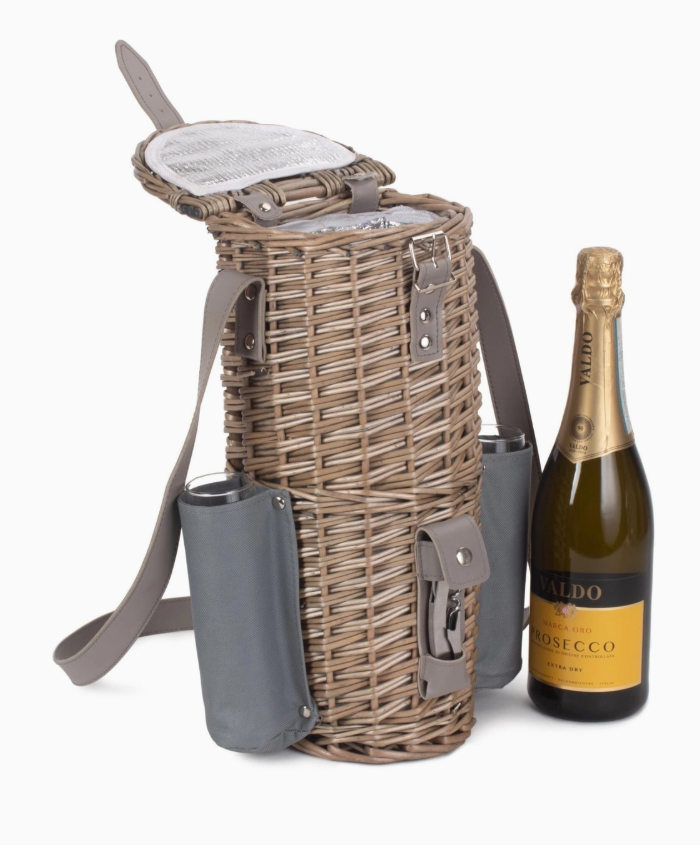 Champagne carrier with 2 glasses
