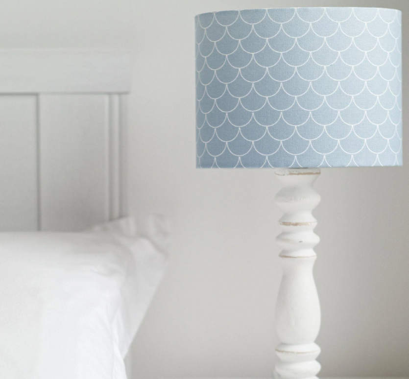 Blue mermaid scales lamp shade in small