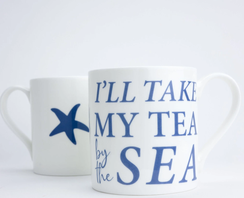 I'll take my tea by the sea bone china mug I'll take my tea by the sea bone china mug