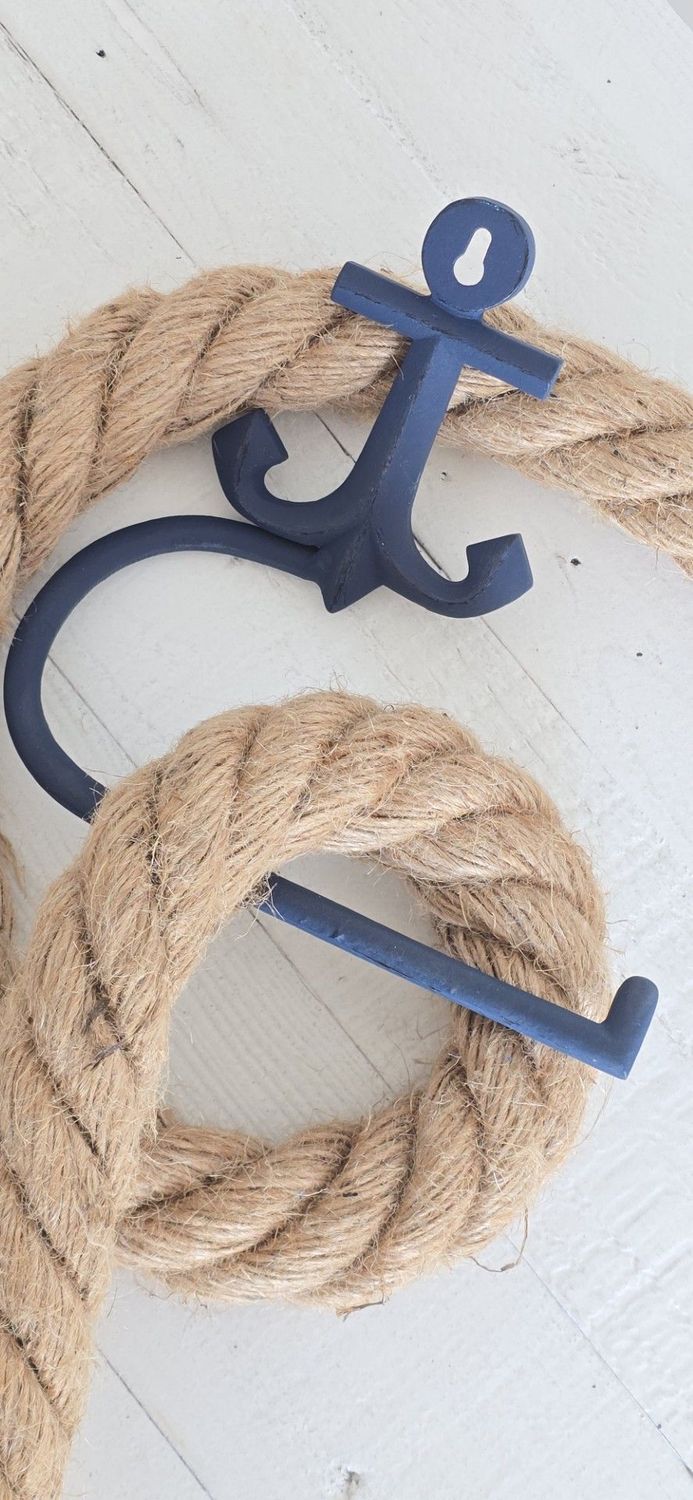 Blue anchor metal toilet roll holder