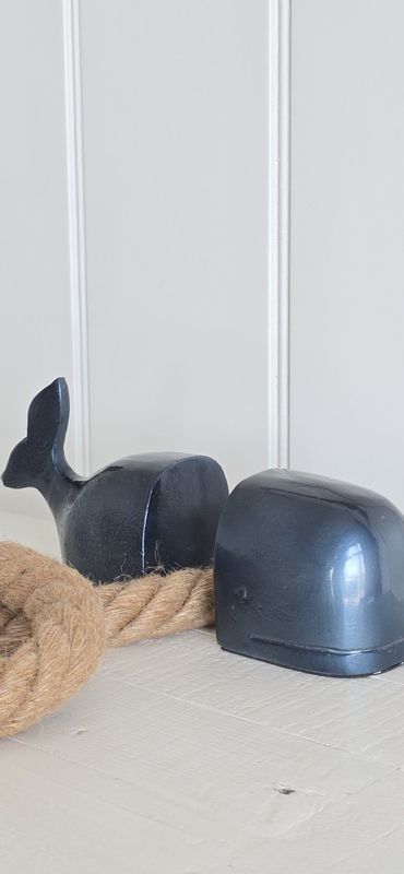 Whale bookends in steel blue Whale bookends in steel blue
