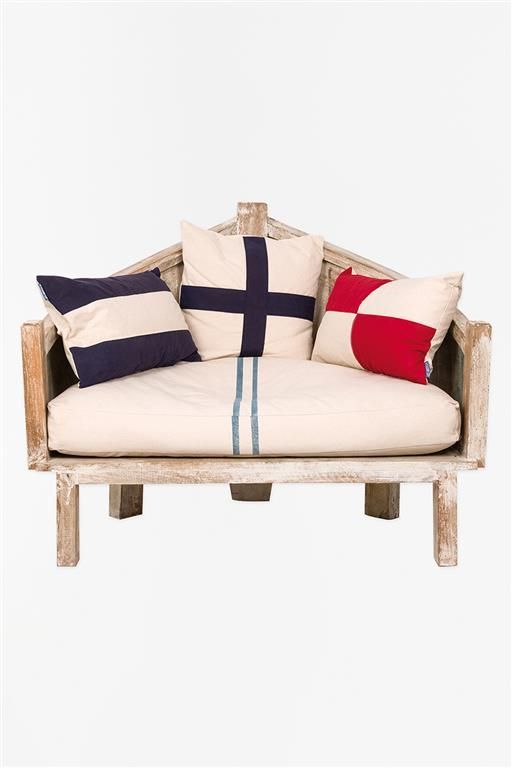 Boat chair with nautical cushions