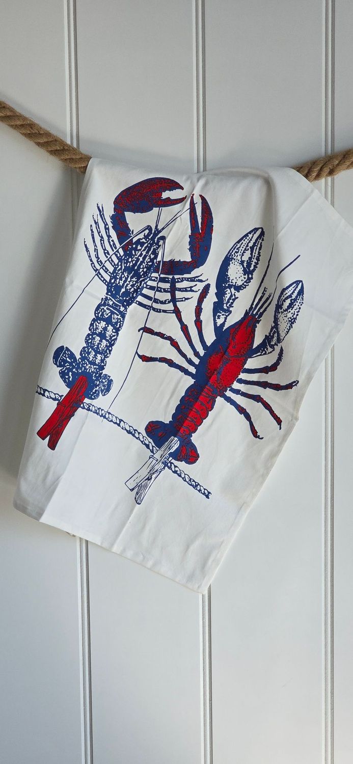 Lobsters tea towel