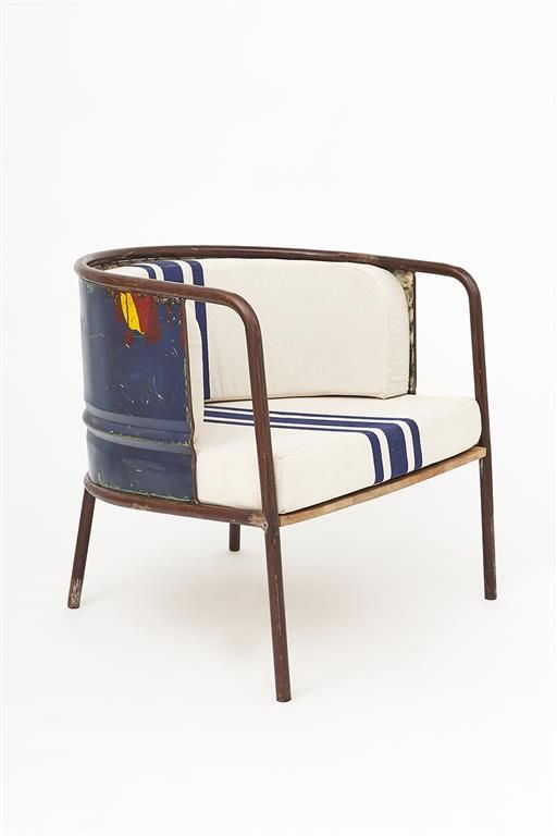 Ocean bay metal chair with stripe cushions