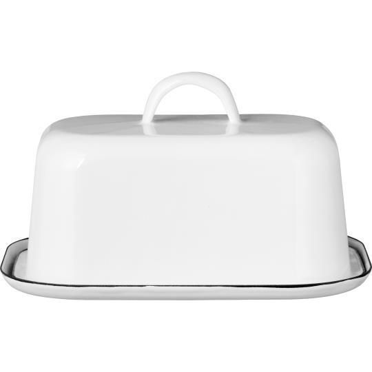 White enamel butter dish