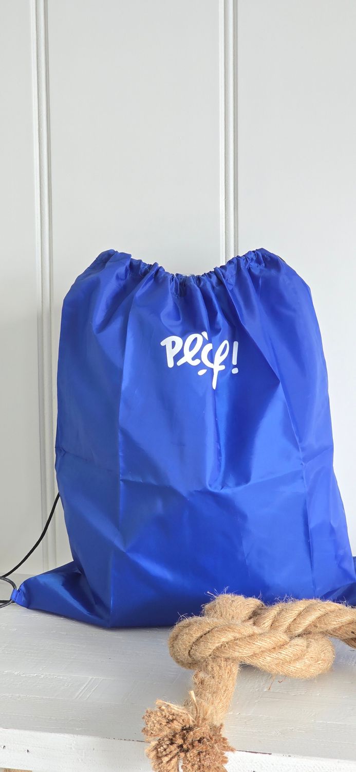 Blue waterproof drawstring backpack