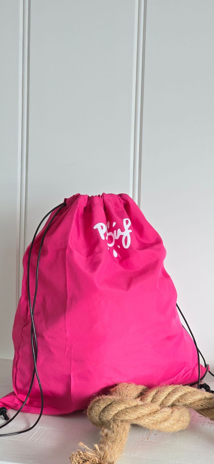 Pink waterproof drawstring backpack