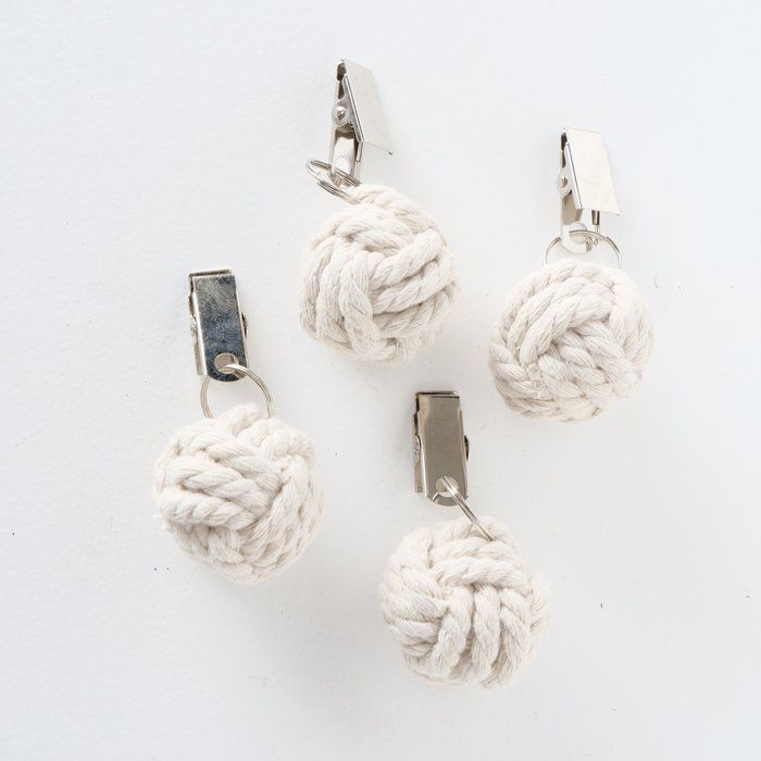 4 Jute Tablecloth Weights in White