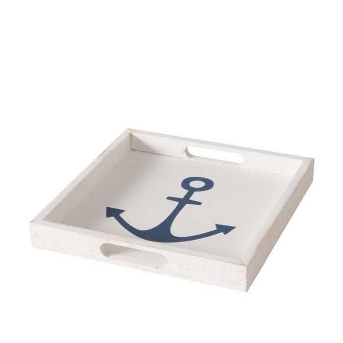 Small Anchor White Wooden Tray