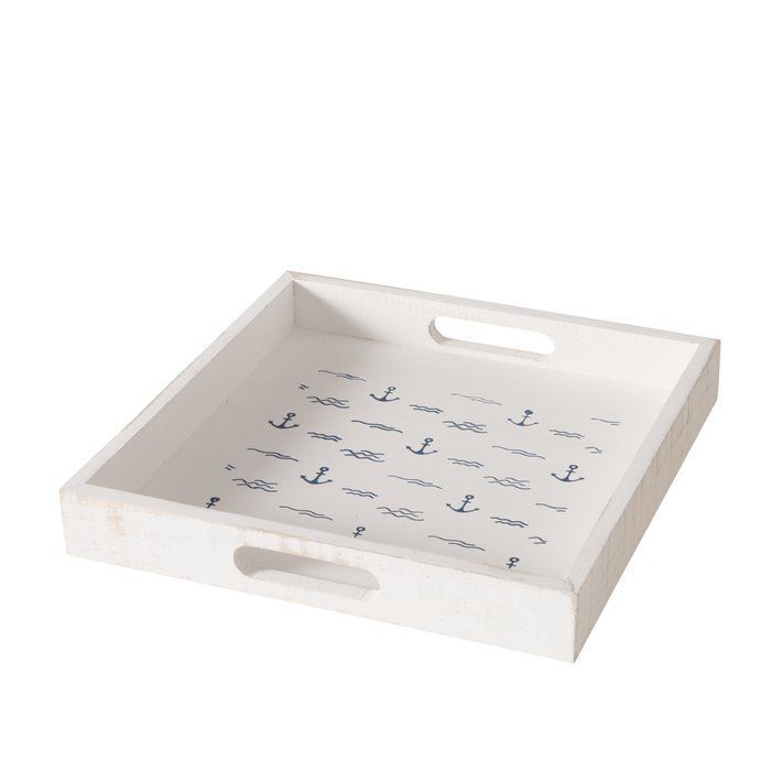 Medium Anchor White Wooden Tray
