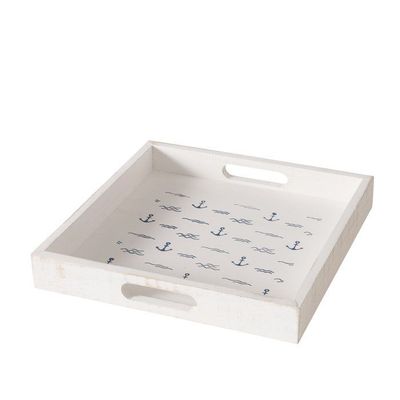 Medium Anchor White Wooden Tray Medium Anchor White Wooden Tray