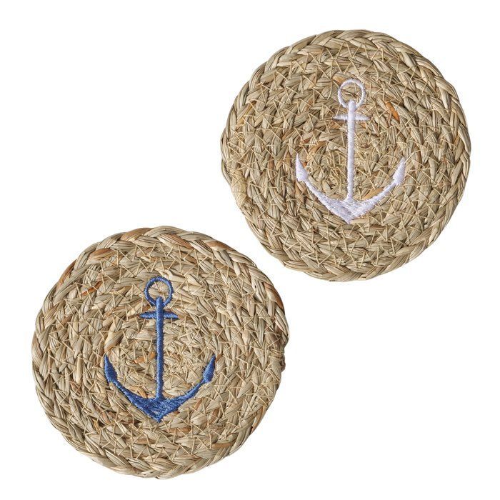Set of 2 Braided Anchor Coasters