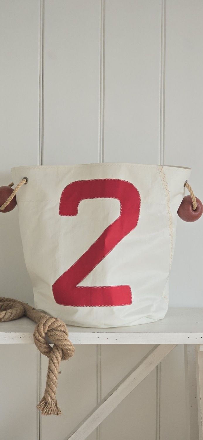 Cargo canvas beach/ laundry bag No2 in red made from recycled sails