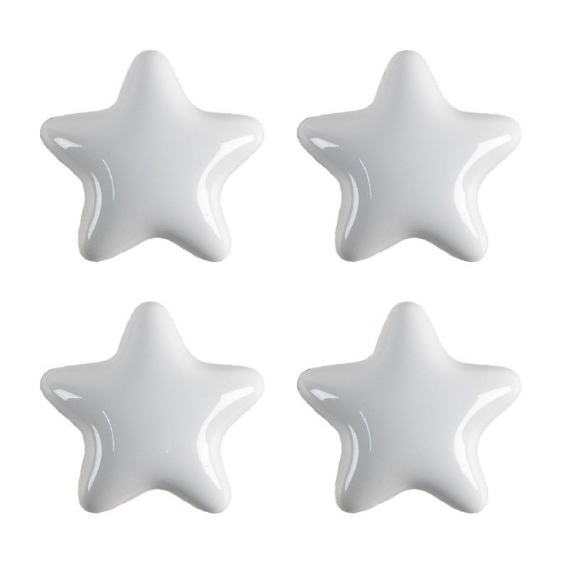 Set Of 4 Star Shaped White Ceramic Drawer Knobs