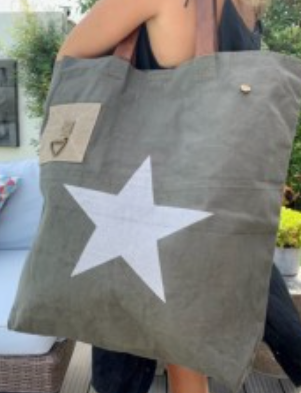 Square Cotton Canvas Bag With Star