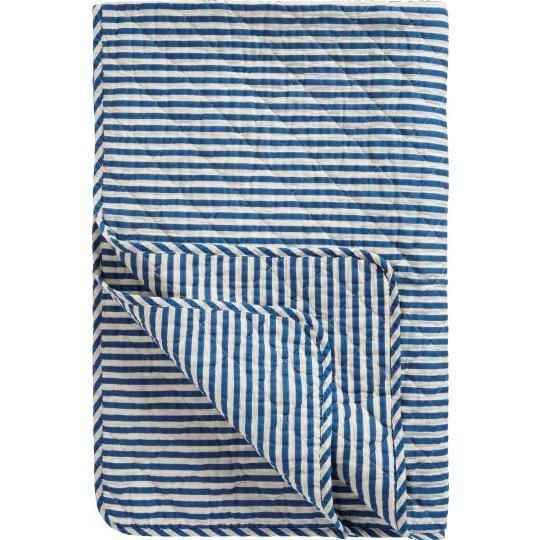 Dark Blue and Off White Stripe Quilt