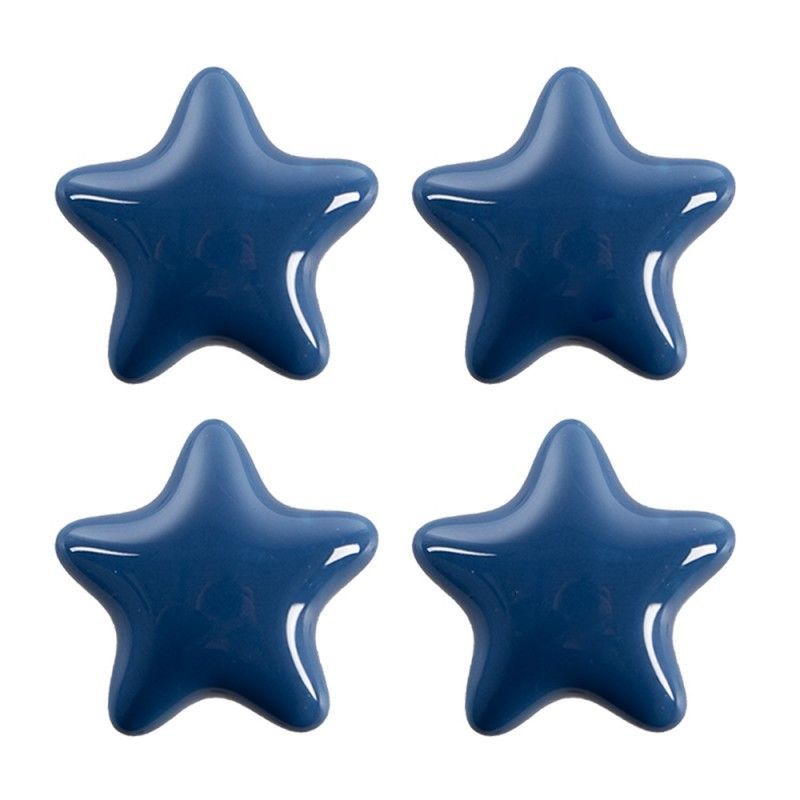 Set Of 4 Star Shaped Blue Ceramic Drawer Knobs