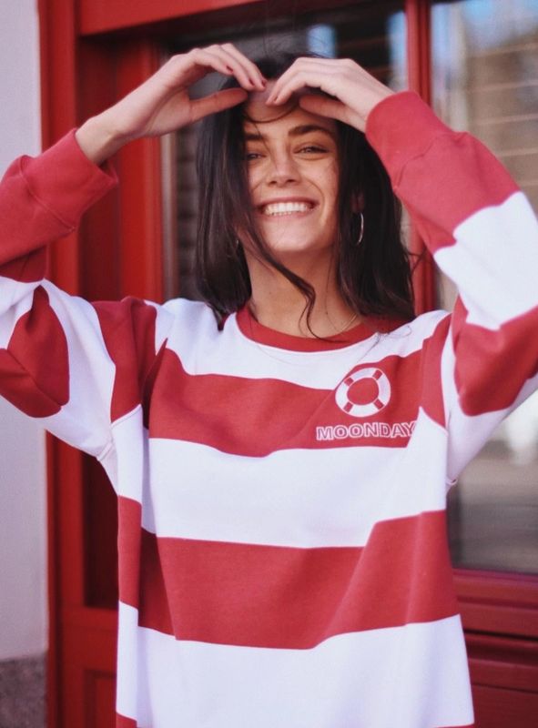 Lifeguard red block stripe sweatshirt