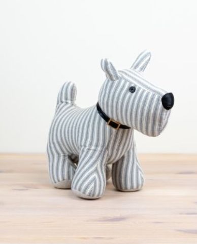 Grey stripe dog doorstop