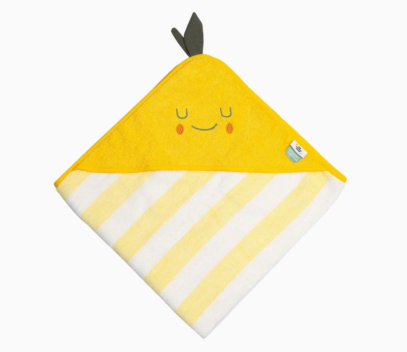 Stripe yellow terry baby hooded towel