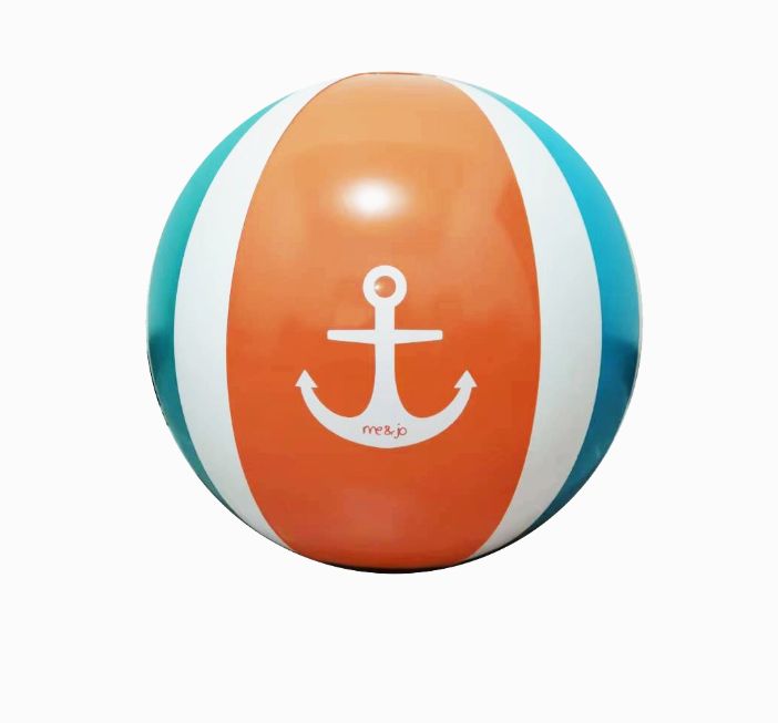 Aqua and orange anchor beach ball