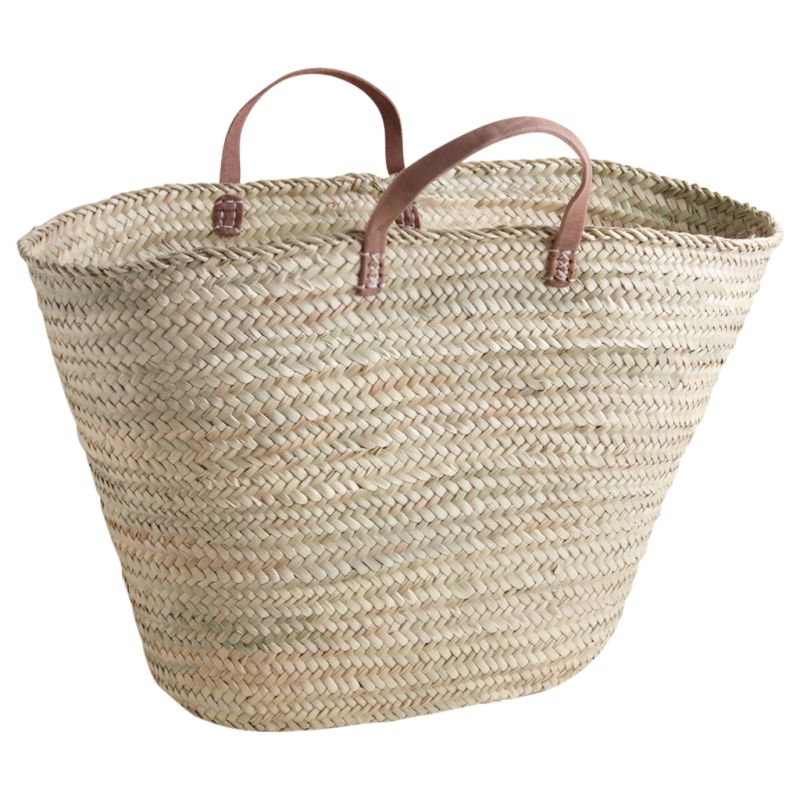 Cove large market basket with leather handle