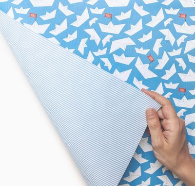 Blue paper boats double sided wrapping paper Blue paper boats double sided wrapping paper
