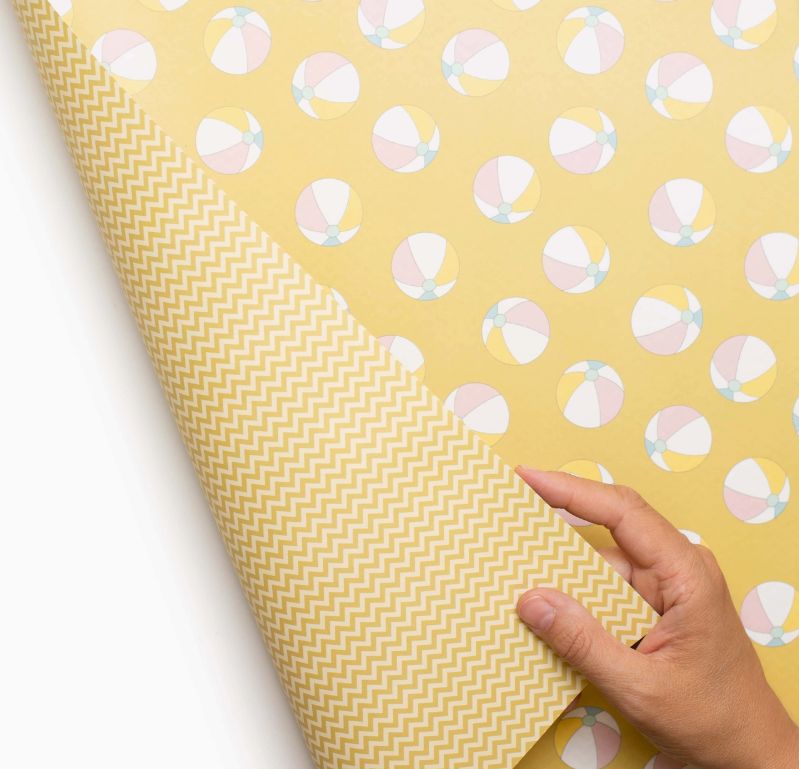 Yellow beach balls double sided wrapping paper