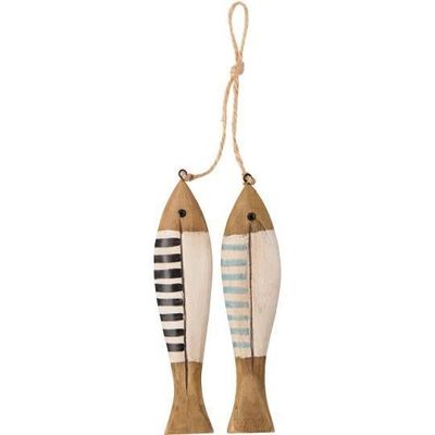 Set Of 2 Stripey Wooden Fish Set Of 2 Stripey Wooden Fish