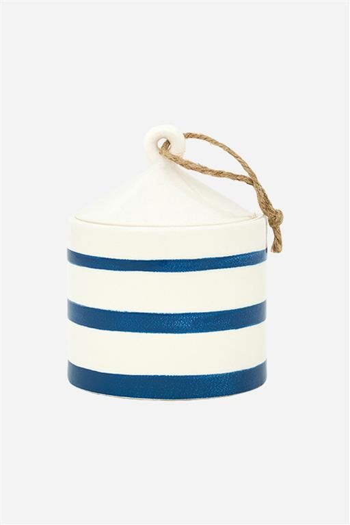 Stripe Stoneware Lidded Caddy