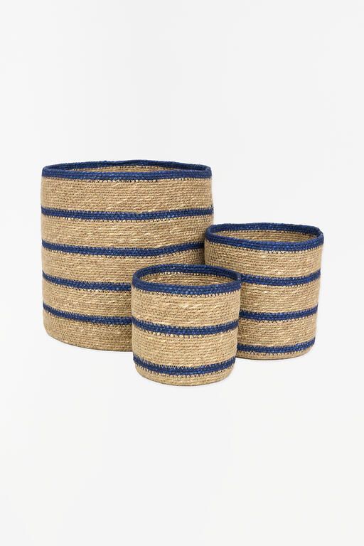 Set of 3 Striped Jute Baskets