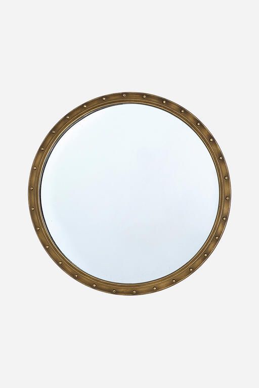 Antique Brass Mirror with Rivets