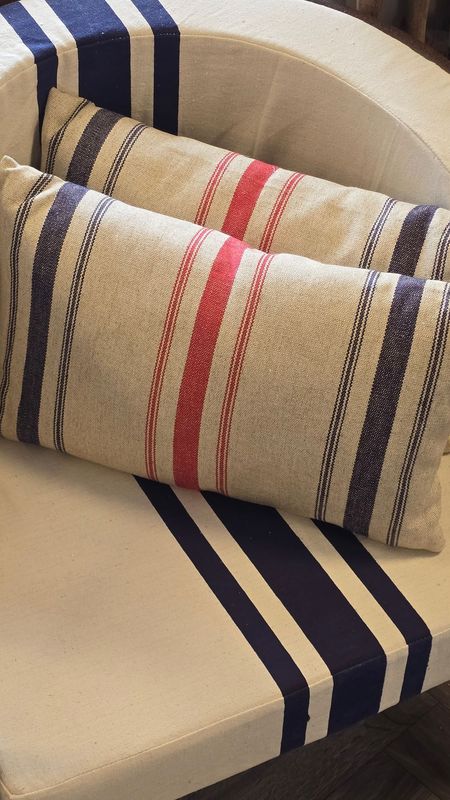 Cove Blue And Red Stripe Cushion